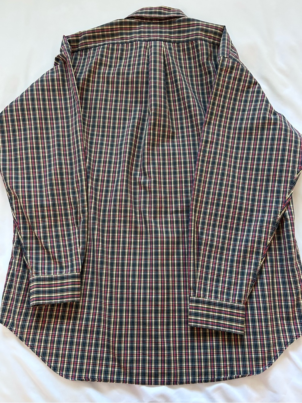 Men's Plaid Long-Sleeve Button-Up Shirt - Burgundy/Green